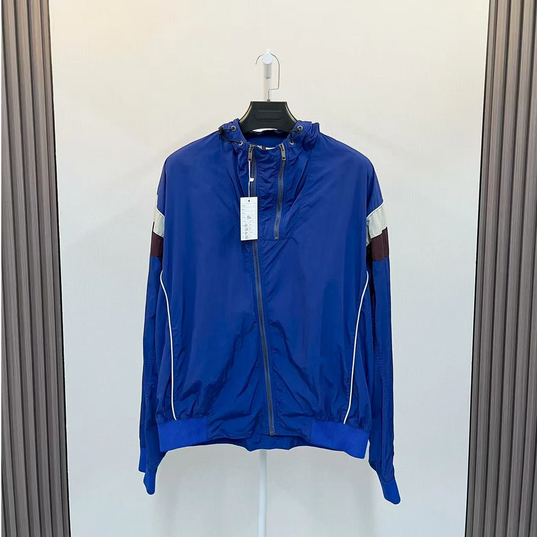 99新 Givenchy/纪梵希 /下摆刺绣logo蓝色夹克外套冲锋衣/尺码54