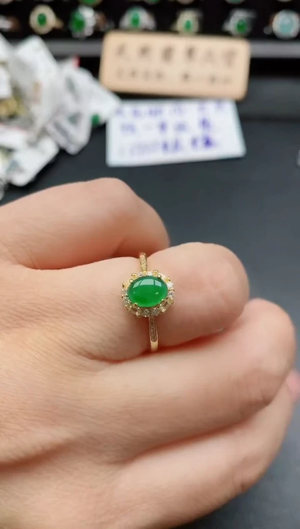 银S925镶嵌戒指翡翠1