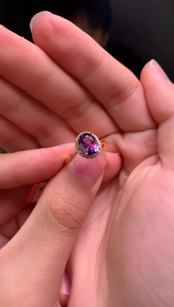 银S925镶嵌戒指紫晶夜***幻J32-5