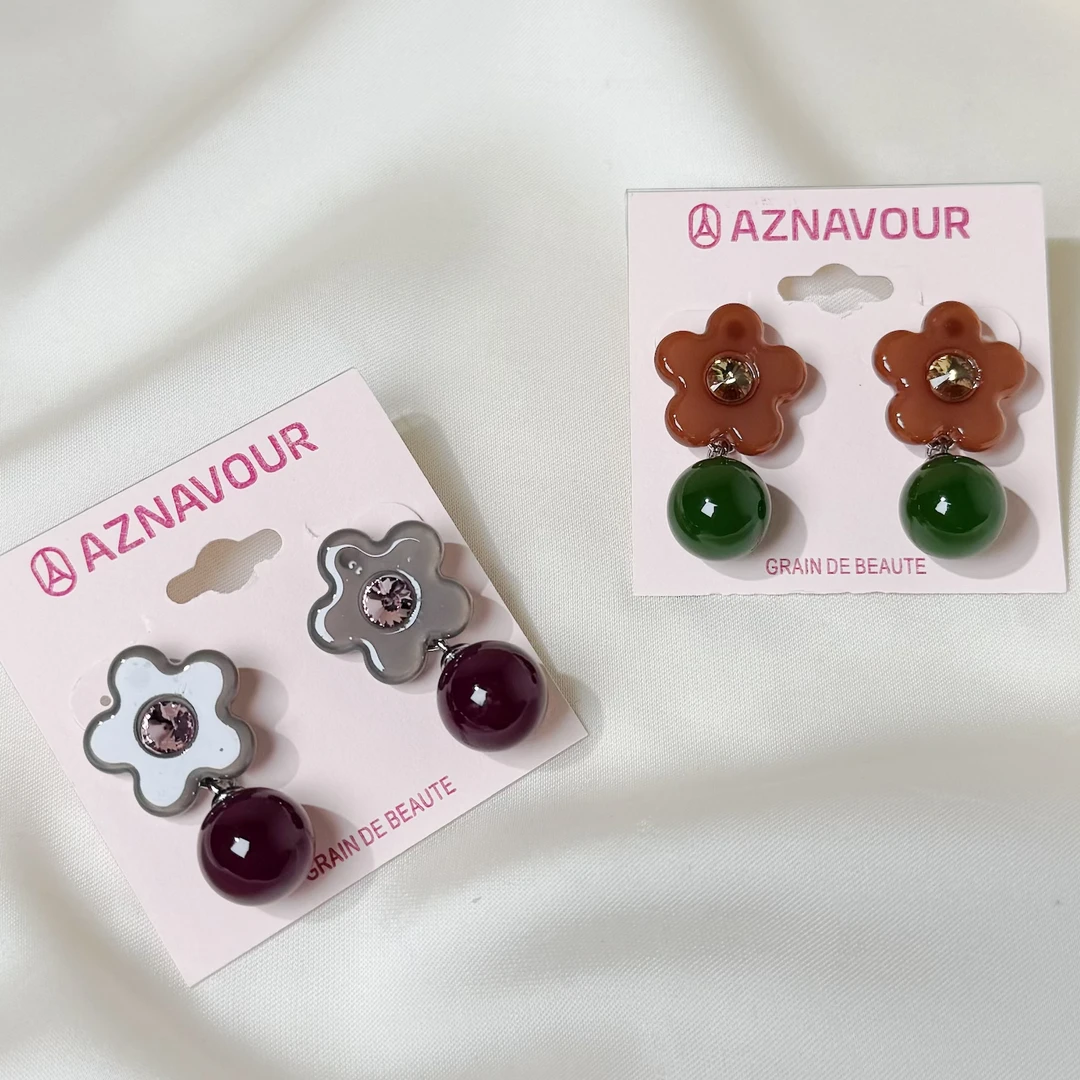 非金属树脂耳饰 东大门 阿兹娜经典树脂甜美花朵耳钉 2649