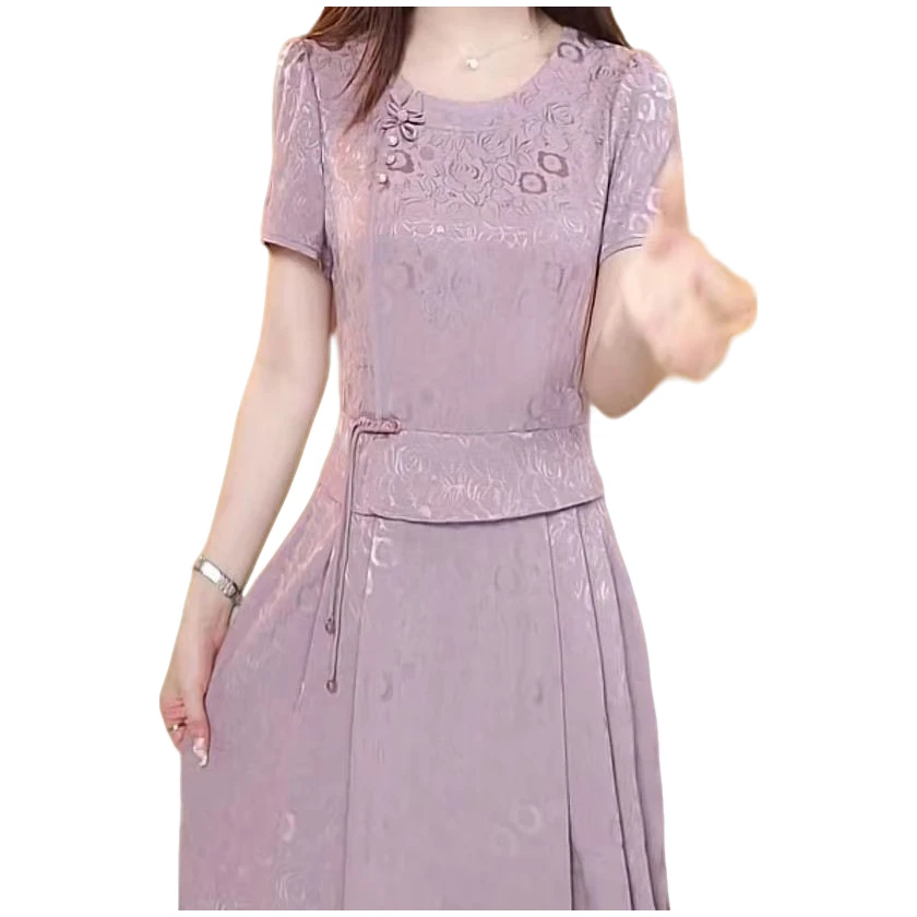 中式国风旗袍连衣裙女遮肚2024夏季新款显瘦时尚高档减龄碎花裙子