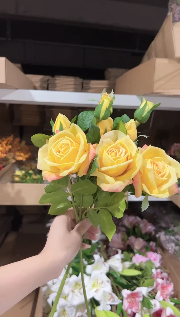 3枝黄色手感保湿妃子玫