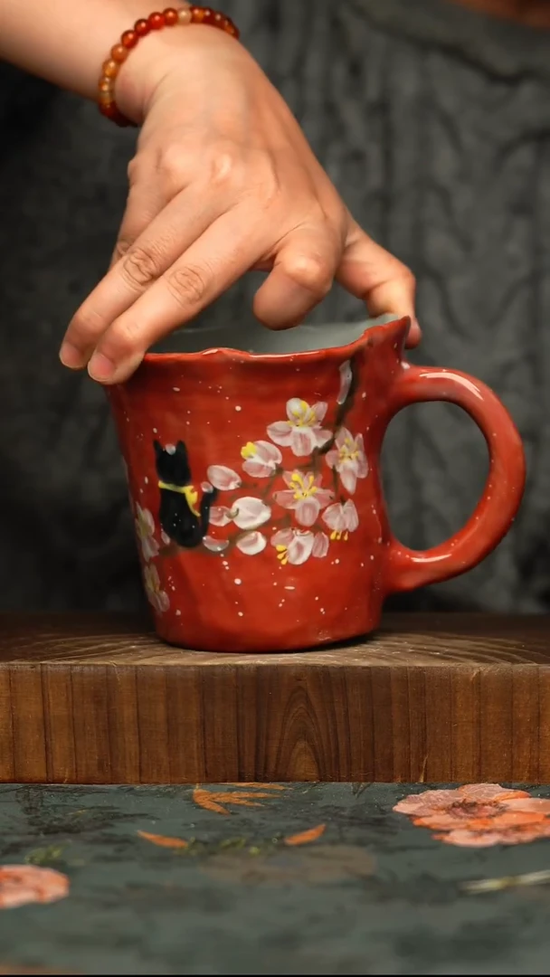 杯釉下彩手工手绘同款陶器