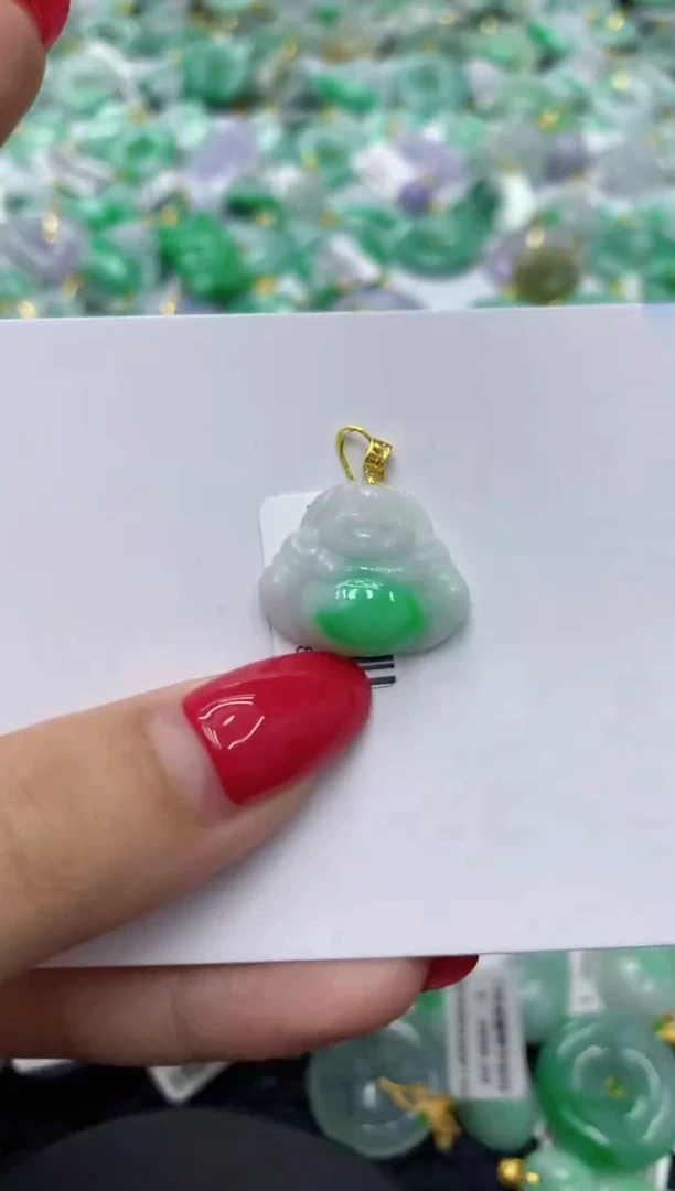 翡翠18K金镶嵌颈饰天然缅甸翡翠A货