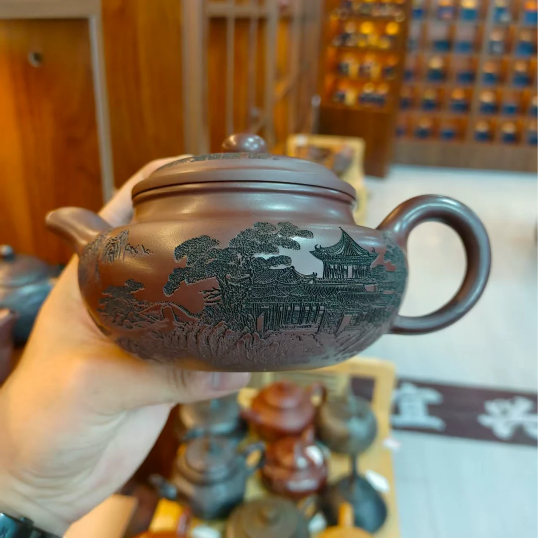 黄鹤楼山水大品仿古家藏紫砂壶