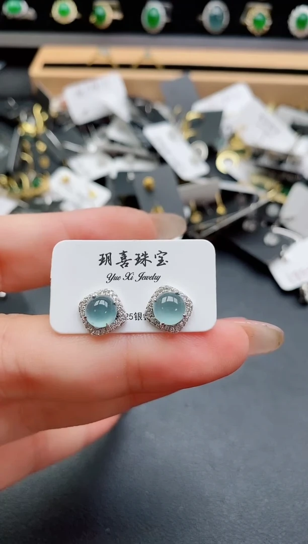 银S925镶嵌戒指翡翠1