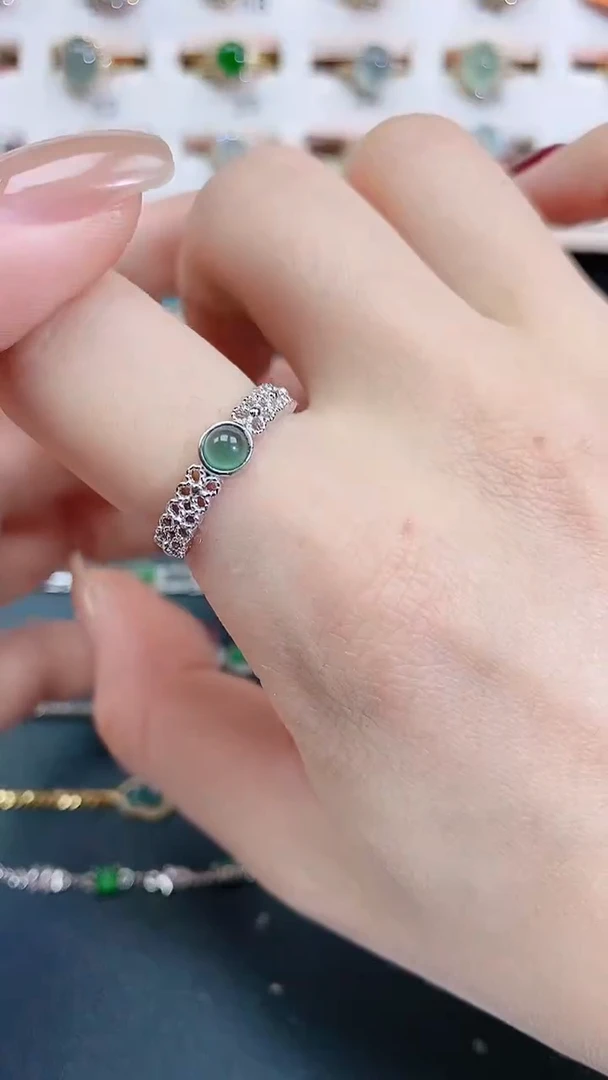 银S925镶嵌戒指翡翠天然翡翠