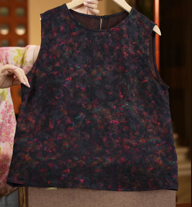 紫墨天香<<非遗美学>>1187新中式贵气复古双面穿薄款无袖背心