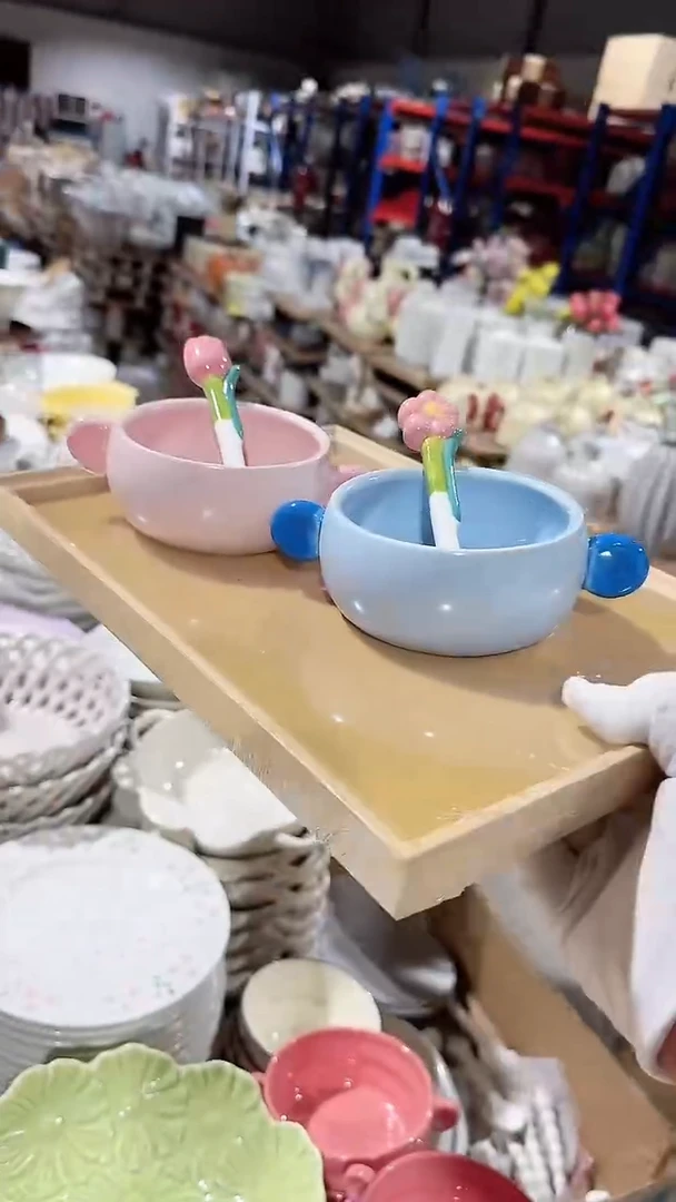 碗双耳勺子4件套微瑕不带托盘凑满20元包邮