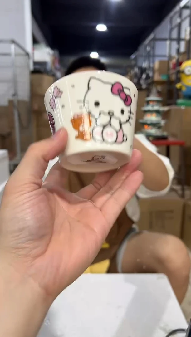 瓷片小号白色kt猫酸奶杯