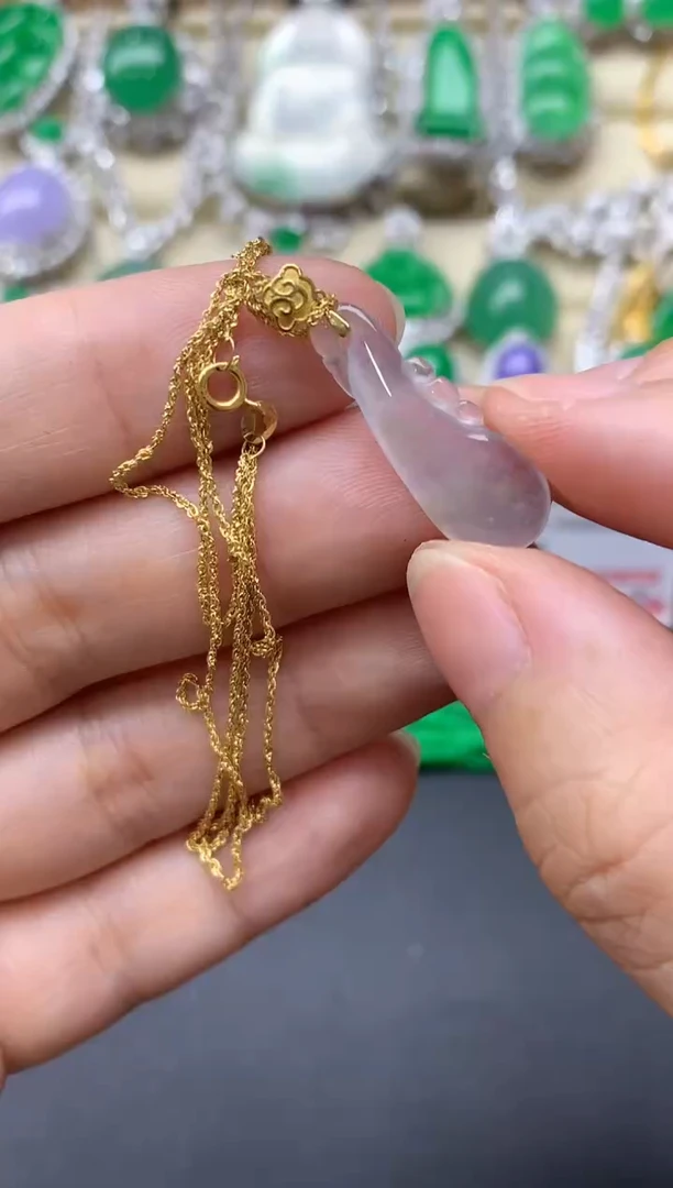 翡翠18K金镶嵌颈饰49-中国好珍宝