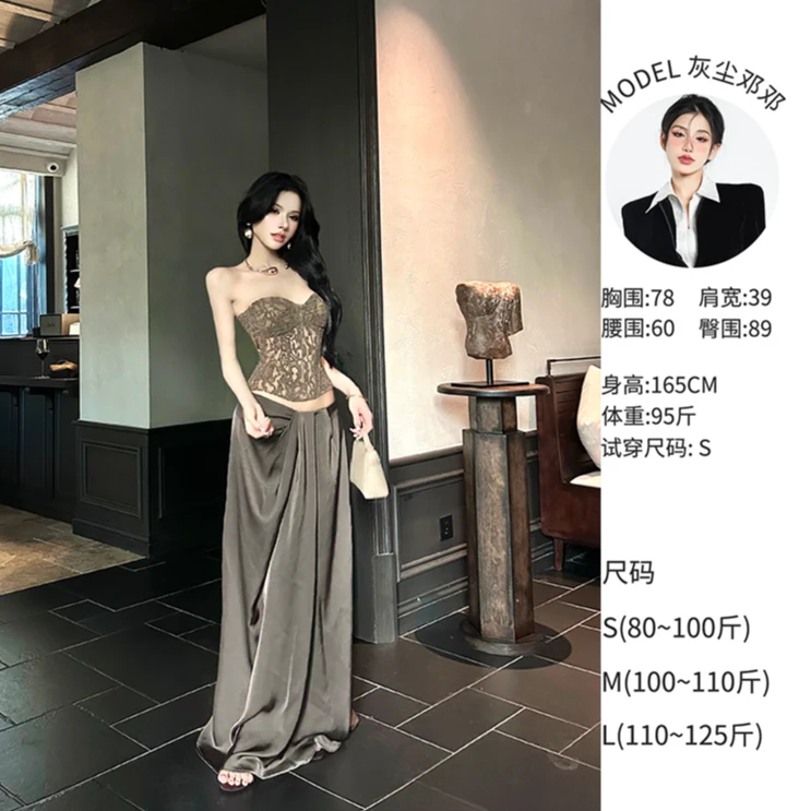 灰尘邓邓 法式性感御姐鱼骨胸衣包臀半身裙D25B2653+D25Q2654