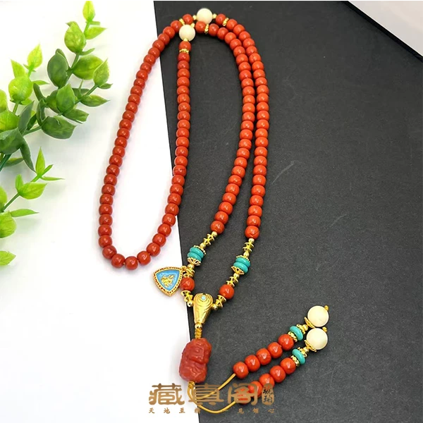 【藏真阁】H1700天然南红DIY老型108佛珠