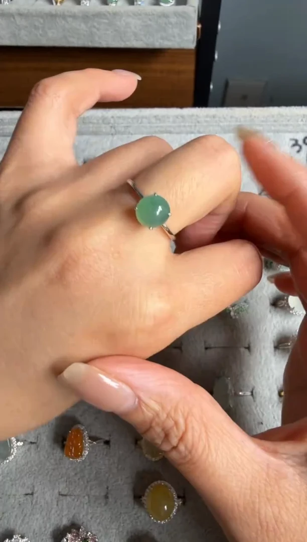 银S925镶嵌戒指翡翠5