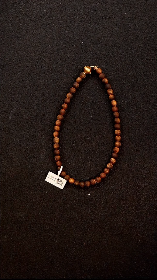 沉香手串7mm海南紫棋圆珠双圈高货  设计款