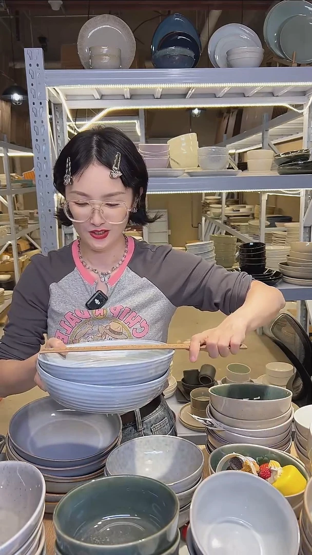 瓷212八寸外贸尾货高温釉下彩陶瓷餐具默认微瑕