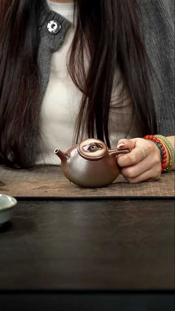 茶壶紫砂火*柴柴烧老紫泥子冶石瓢150cc