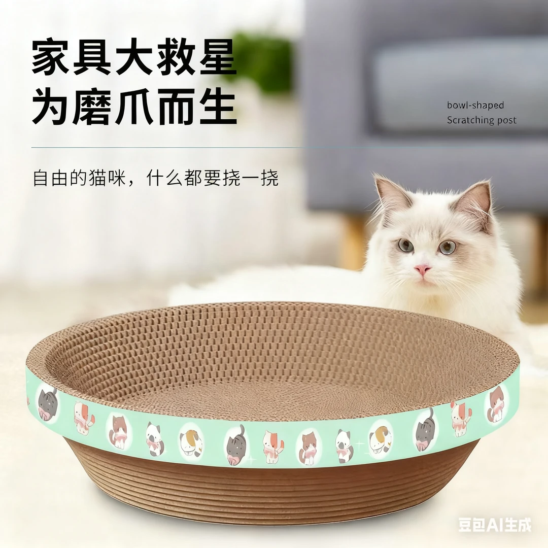 特大号加厚多层高强度椭圆猫抓板耐抓耐磨不掉屑瓦楞纸猫窝