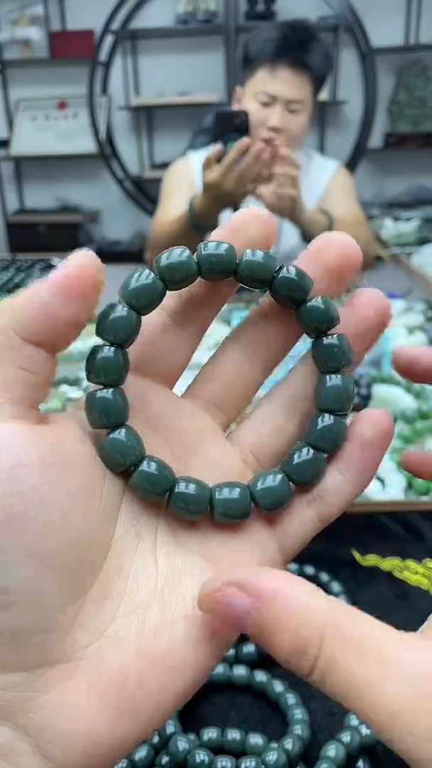 手串未镶嵌和田玉纯天然新疆且末蓝12直切