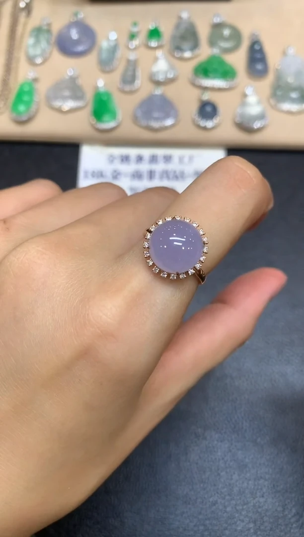 18K金镶嵌戒指翡翠蛋面【无服务费【48小时鉴赏期】