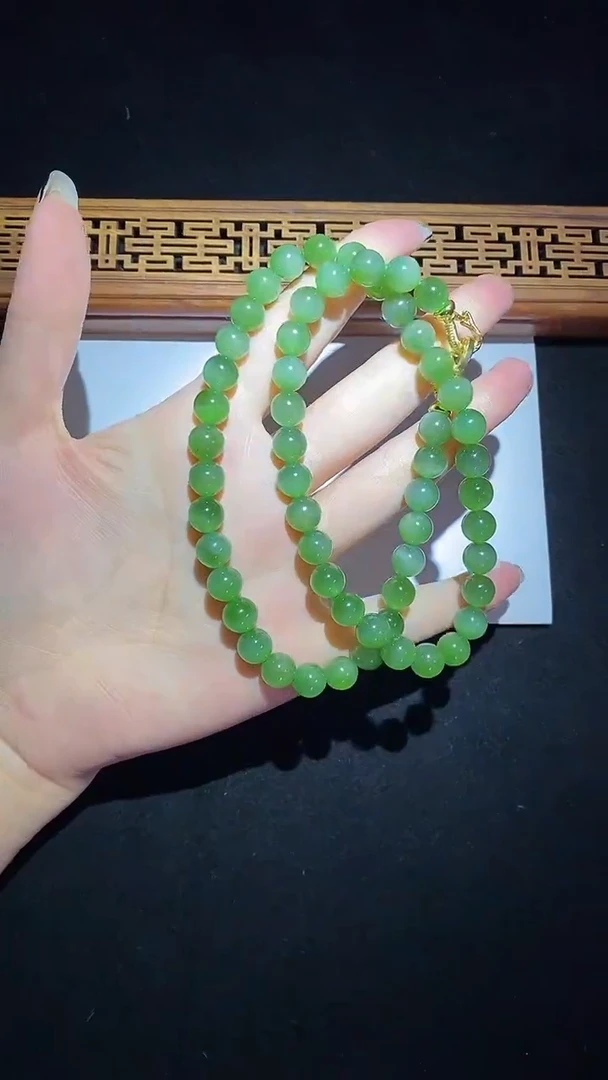 【闪购商品】和田玉（碧玉）项圈未镶嵌8mm猫眼项链（微瑕）