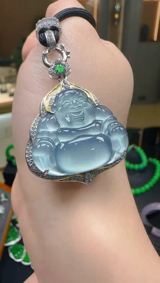 吊坠(不含链)银S925镶嵌翡翠天然A货翡翠多样性发一