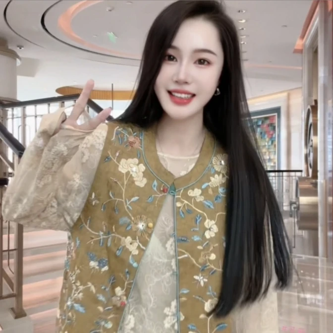 东方韵 芳华设计新中式重工刺绣马甲国风百搭刺绣马甲FH-A020