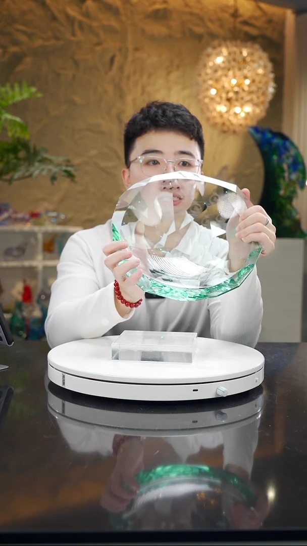 手工艺品琉璃钻石切面湖水绿果盘