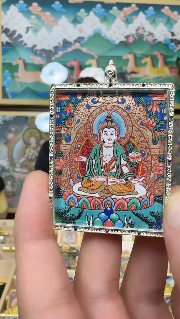 吊坠大势-热贡纯手绘唐卡吊坠