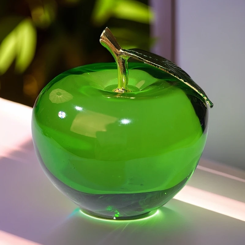 光面新款苹果FB琉璃手工艺实心绿色苹果饰品礼品摆件