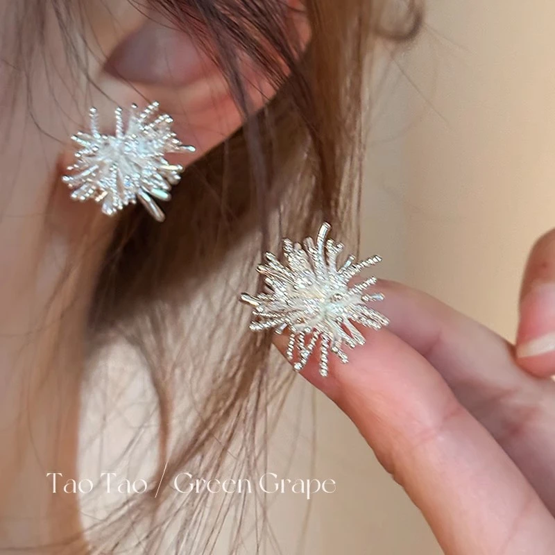 铜合金耳饰 铜合金耳饰超闪烟花耳钉女气质新款耳环耳饰2025年