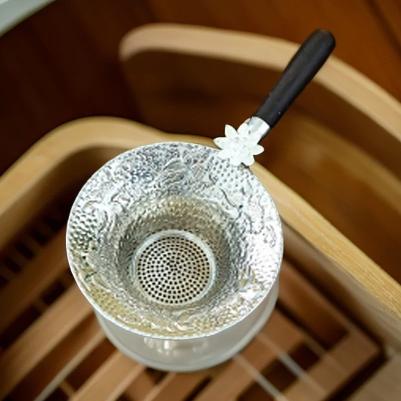 镀银神器TJ031纯手工加厚复古木把手茶漏