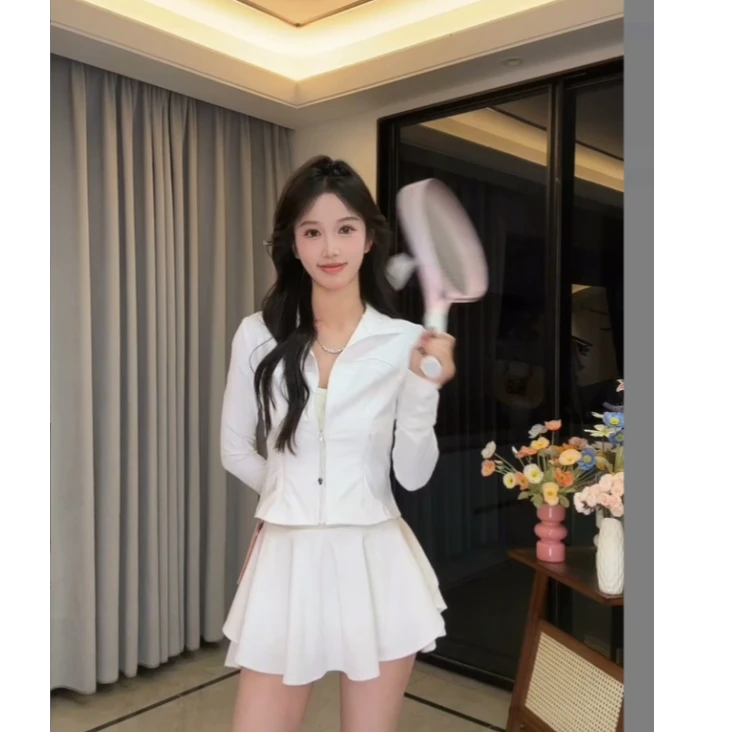 这个是冰感防晒面料 另一个是肤感面料防晒套装+半裙气质休闲套装