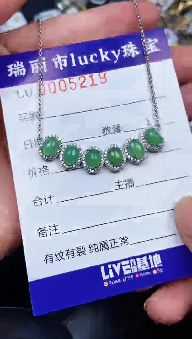 翡翠银S925镶嵌颈饰5219