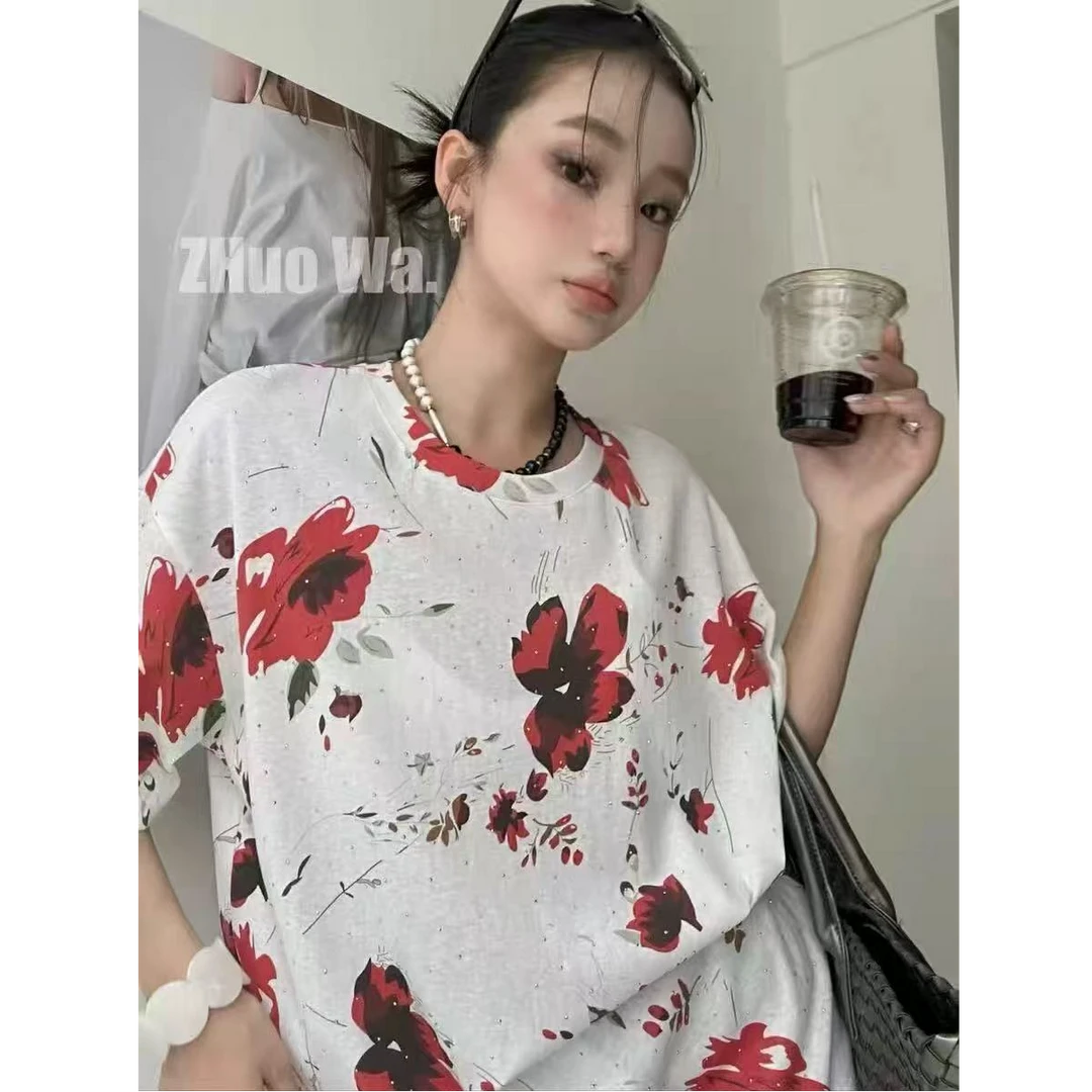 2762 百搭短袖常规小众T恤休闲潮流休闲风印花【衣屋】