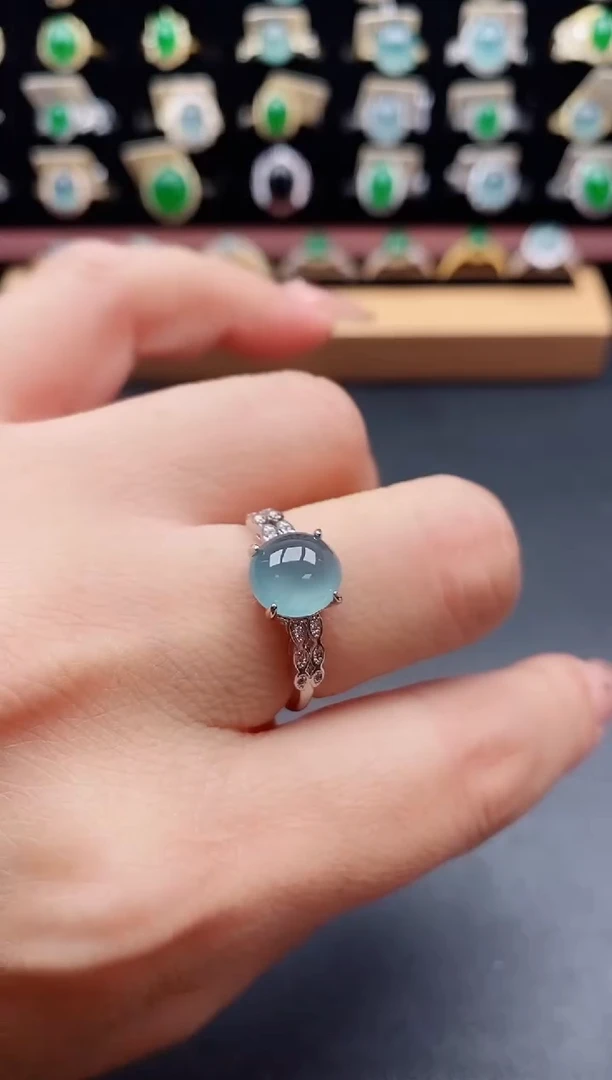 银S925镶嵌戒指翡翠1