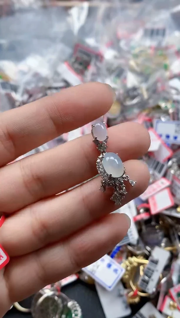 银S925镶嵌戒指翡翠天然A货缅甸翡翠