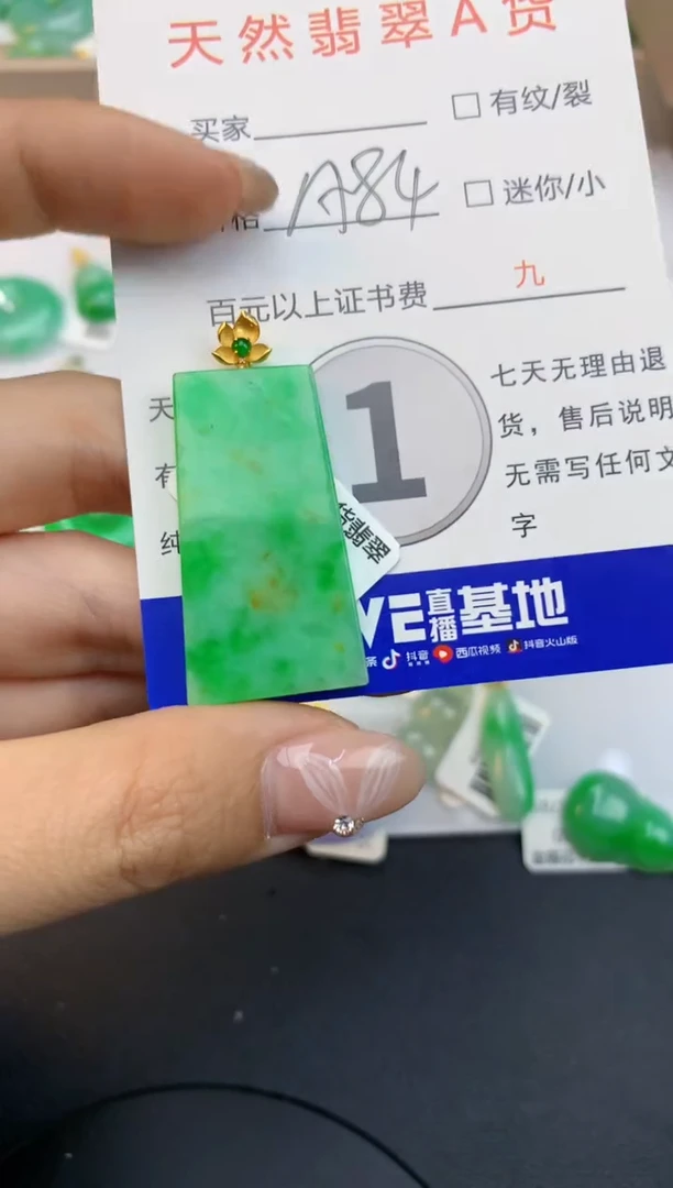 颈饰18K金镶嵌翡翠天然缅甸a货翡翠百元以上9元证书费自理