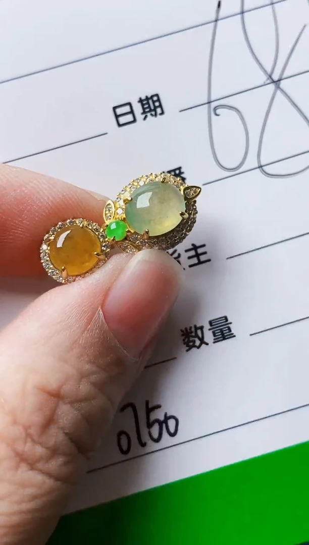 银S925镶嵌戒指翡翠0750