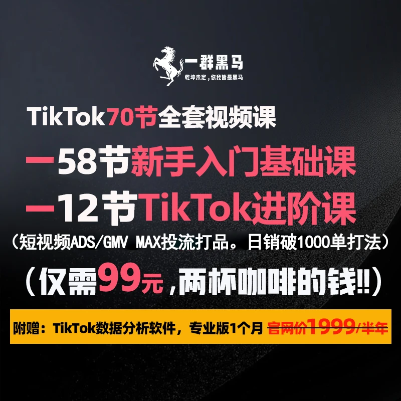 DP全套70节TikTok视频，58节新手+11节进阶课，跨境电商从零开始学