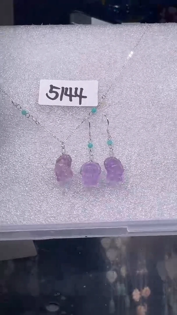 银S925镶嵌耳饰紫晶喜欢拍
