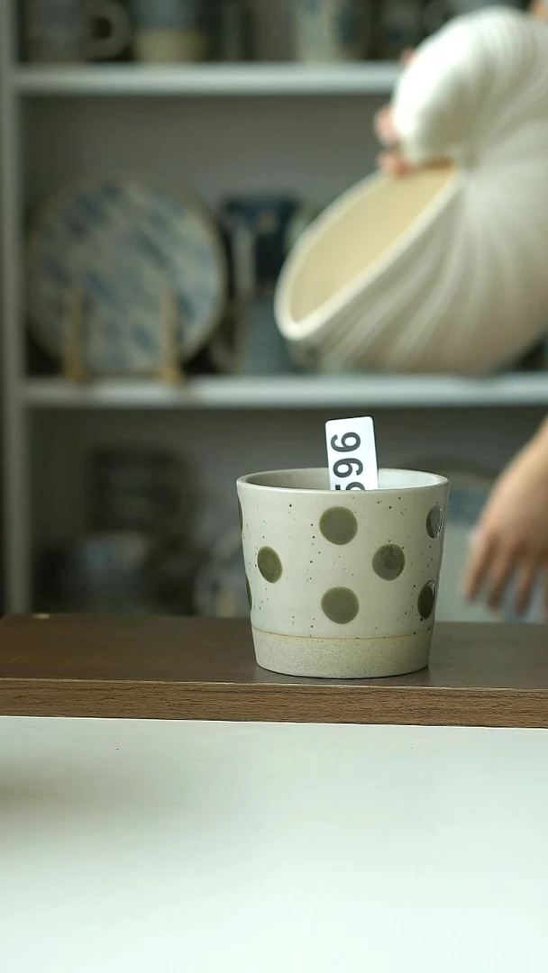 596微瑕粗陶手作绿松石220ml猪口杯@4-2@