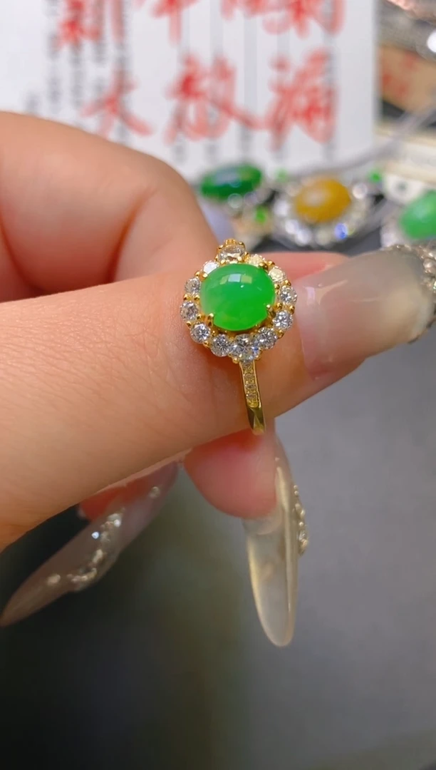 【闪购商品】翡翠耳饰银S925镶嵌天然A货翡翠1