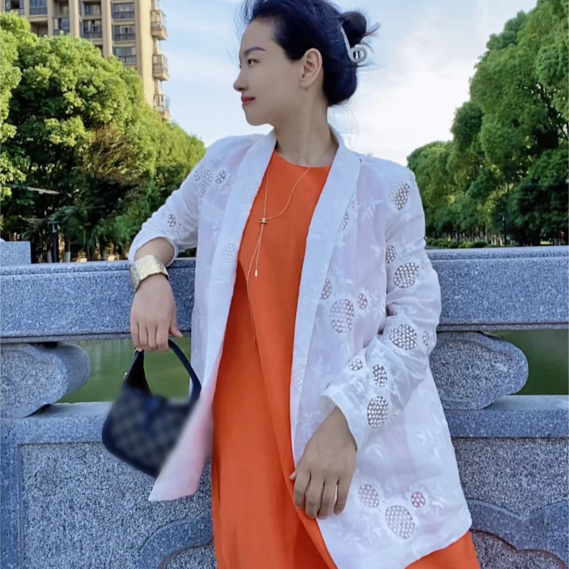 诺谰 天然苎麻小西装女款 2025春秋新款气质宽松百搭西装外套薄款