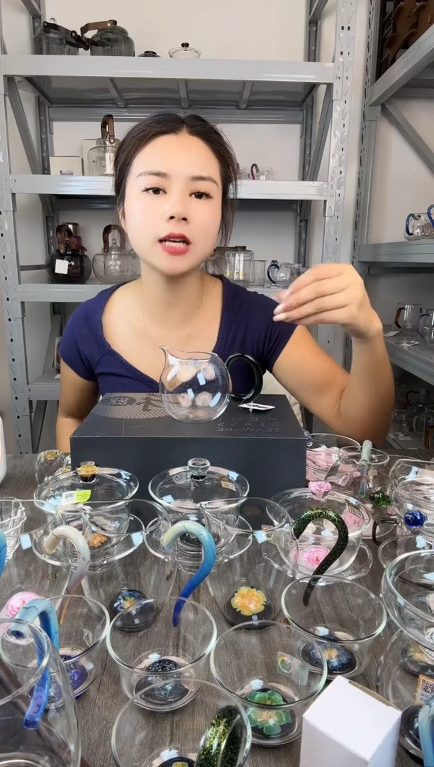 水晶玻璃无盖款禾器 畅然公道杯 墨绿色