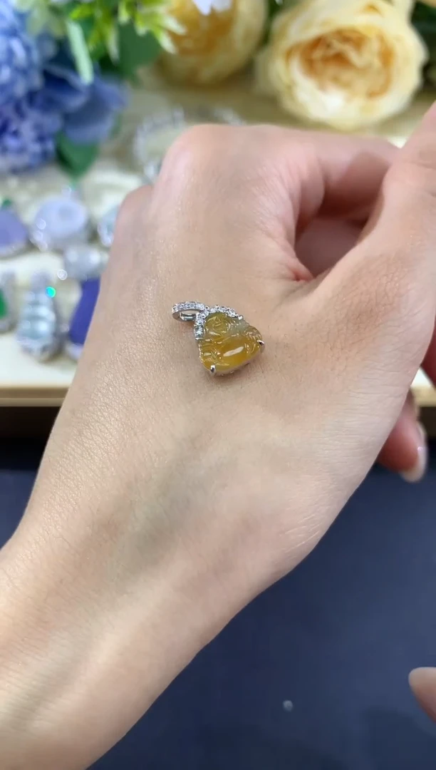 吊坠(不含链)18K金镶嵌翡翠A6多样性发其一