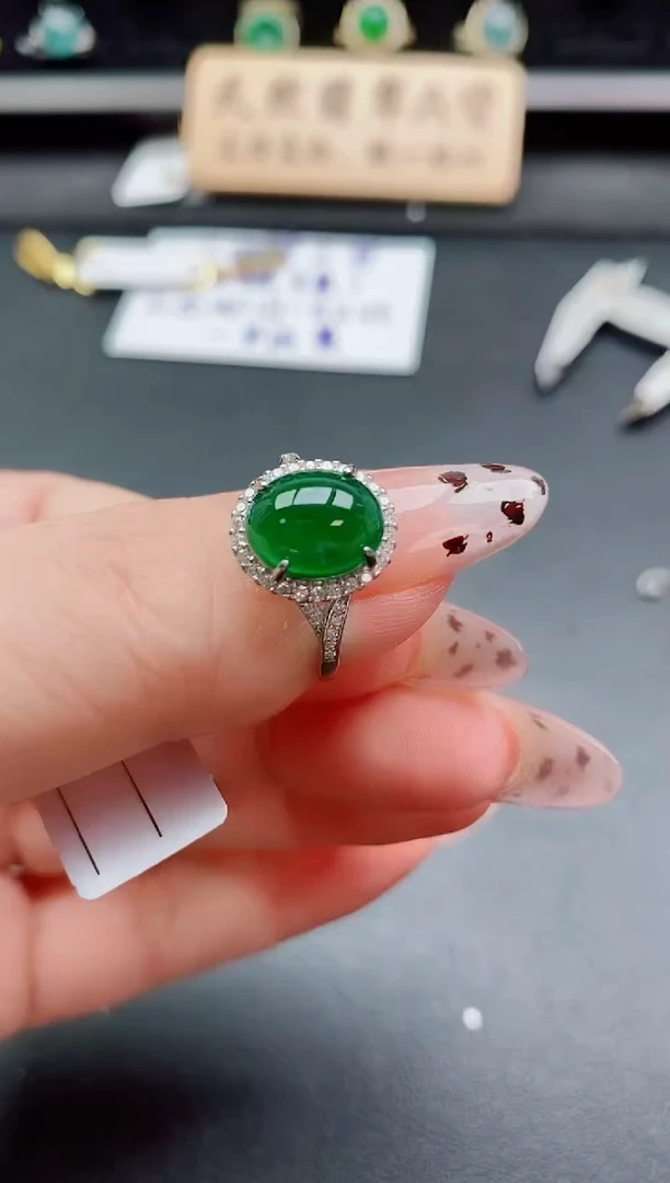 银S925镶嵌戒指翡翠1