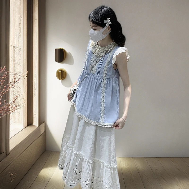 少女风甜美清新森女时尚套装甜美显瘦连衣裙背心宽松套装夏季