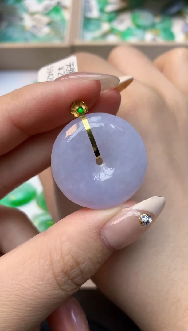 颈饰18K金镶嵌翡翠天然A货翡翠百元以上9元证书费自理