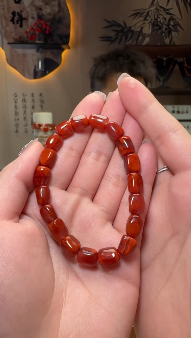 未镶嵌原矿无优化无注胶随形手串南红玛瑙一条